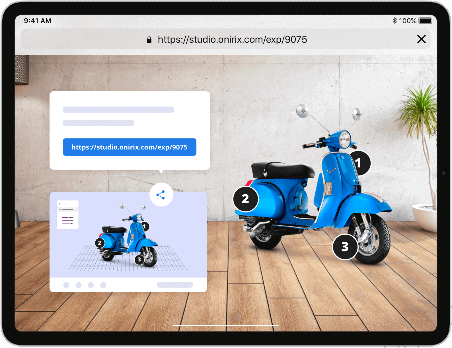 Augmented Reality experience tablet view