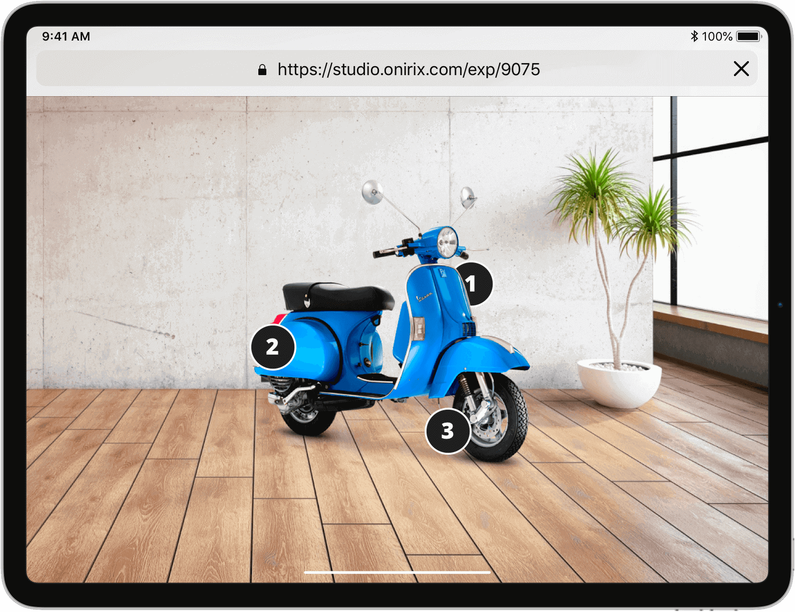 Augmented Reality experience tablet view