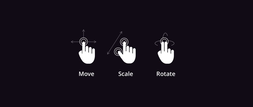 move, scale, edit scene inside app