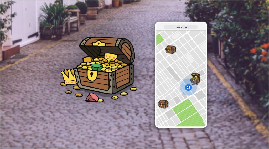 Example of augmented reality treasure hunt