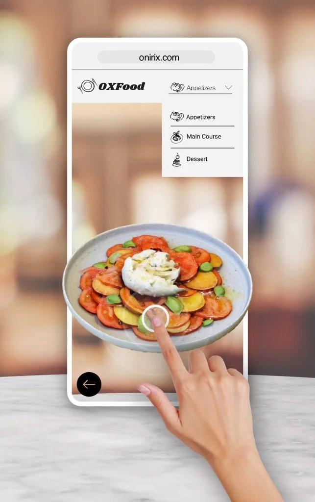 Restaurant menu for Web AR Onirix